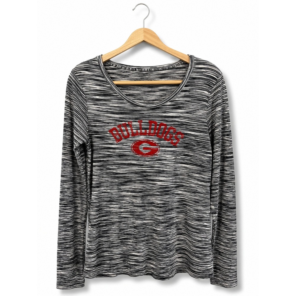 Georgia Bulldogs Space Dye Long Sleeve Tee NCAA Black Gray Red Graphic‎ Womens L